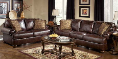 Leather sofa surface close-up