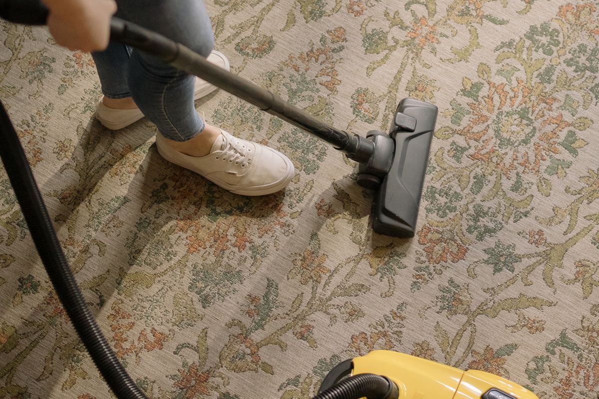 Stain treatment close-up on carpet